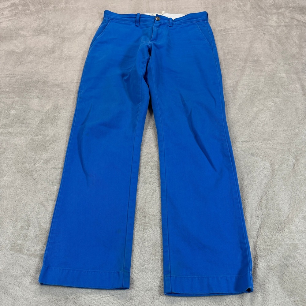 J. Crew Mens 30x30 100% Cotton Chino Pants Royal Blue Straight Leg Solid Zip Fly